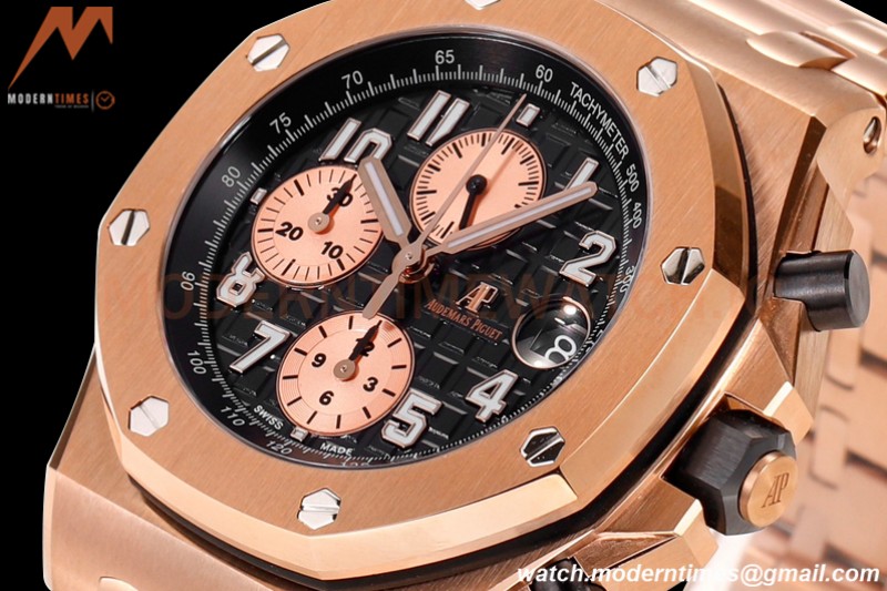 Audemars Piguet - AP ROO Chronograph RG/RG Black/Num JF A3126 Mod