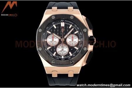 Audemars Piguet - AP ROO Chronograph 26420 RG/RU Black/Black APF 7750 MOD