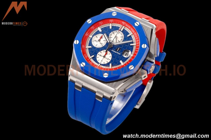 Audemars Piguet - AP ROO Chronograph 44mm CER/SS/RU Blue/Red JJF A3126 Mod
