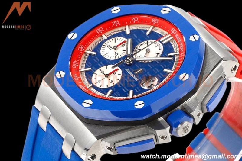 Audemars Piguet - AP ROO Chronograph 44mm CER/SS/RU Blue/Red JJF A3126 Mod
