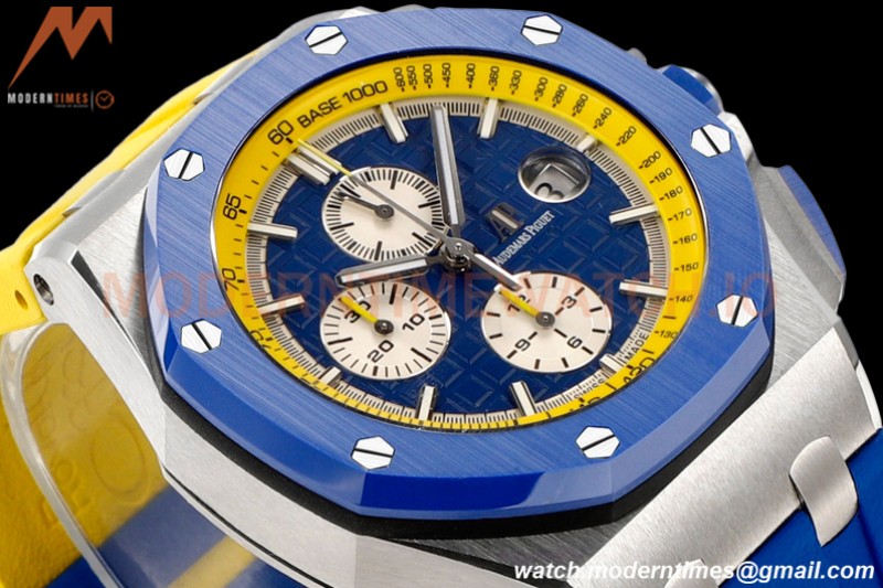 Audemars Piguet - AP ROO Chronograph 44mm CER/SS/RU Blue/Yelw JJF A3126 Mod