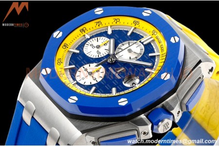Audemars Piguet - AP ROO Chronograph 44mm CER/SS/RU Blue/Yelw JJF A3126 Mod