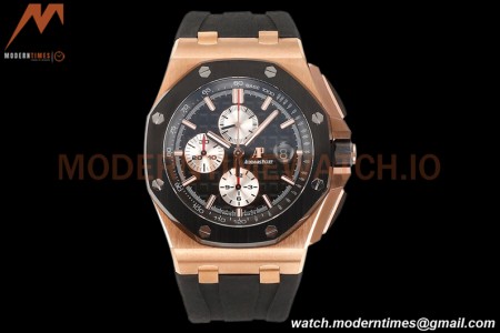 Audemars Piguet - AP ROO Chronograph 44mm RG/CER/RU Blk/Wht JJF A3126 Mod