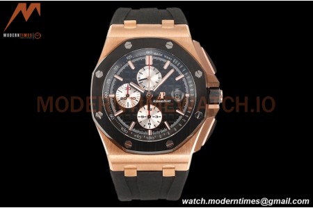 Audemars Piguet - AP ROO Chronograph 44mm RG/CER/RU Blk/Wht JJF A3126 Mod
