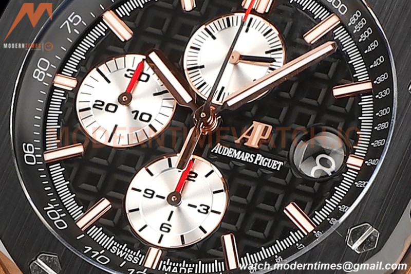 Audemars Piguet - AP ROO Chronograph 44mm RG/CER/RU Blk/Wht JJF A3126 Mod