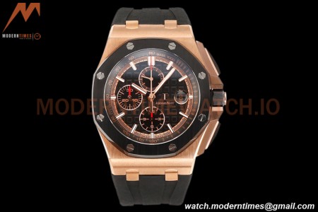 Audemars Piguet - AP ROO Chronograph 44mm RG/CER/RU Black JJF A3126 Mod