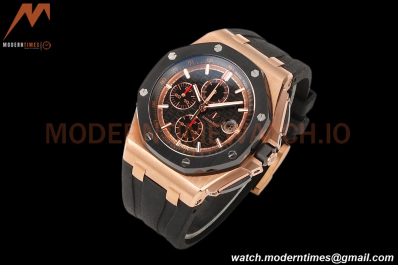 Audemars Piguet - AP ROO Chronograph 44mm RG/CER/RU Black JJF A3126 Mod