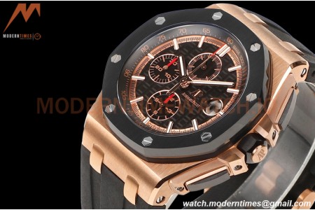 Audemars Piguet - AP ROO Chronograph 44mm RG/CER/RU Black JJF A3126 Mod