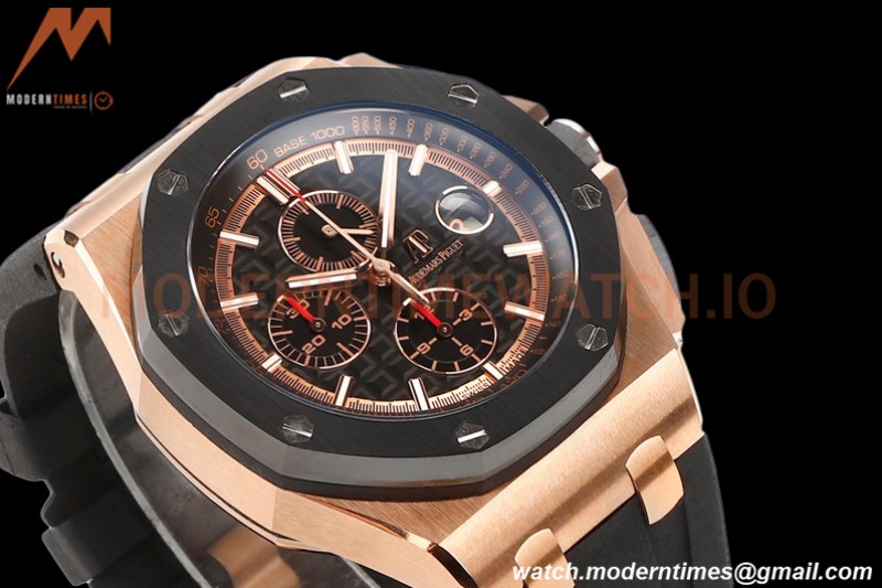 Audemars Piguet - AP ROO Chronograph 44mm RG/CER/RU Black JJF A3126 Mod