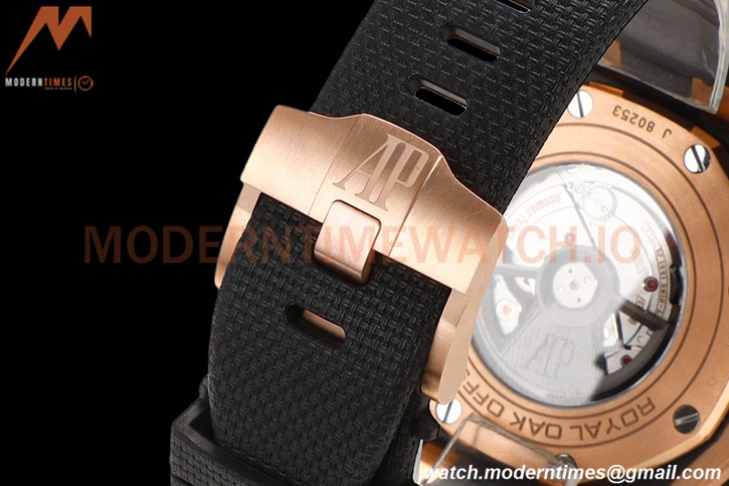 Audemars Piguet - AP ROO Chronograph 44mm CER/RG/RU Blk/Wht JJF A3126 Mod