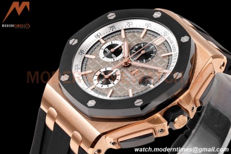 Audemars Piguet - AP ROO Chronograph 44mm RG/CER/RU Grey/Blk JJF A3126 Mod