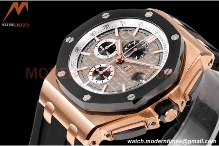 Audemars Piguet - AP ROO Chronograph 44mm RG/CER/RU Grey/Blk JJF A3126 Mod
