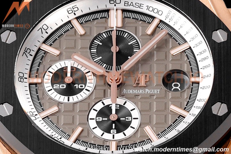 Audemars Piguet - AP ROO Chronograph 44mm RG/CER/RU Grey/Blk JJF A3126 Mod