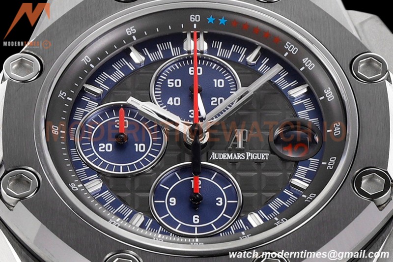 Audemars Piguet - AP ROO Chronograph 44mm SS/CER/RU Grey/Blue JJF A3126 Mod