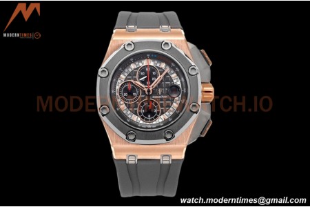 Audemars Piguet - AP ROO Chronograph 44mm RG/CER/RU Grey/Black JJF A3126 Mod