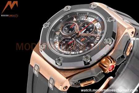 Audemars Piguet - AP ROO Chronograph 44mm RG/CER/RU Grey/Black JJF A3126 Mod