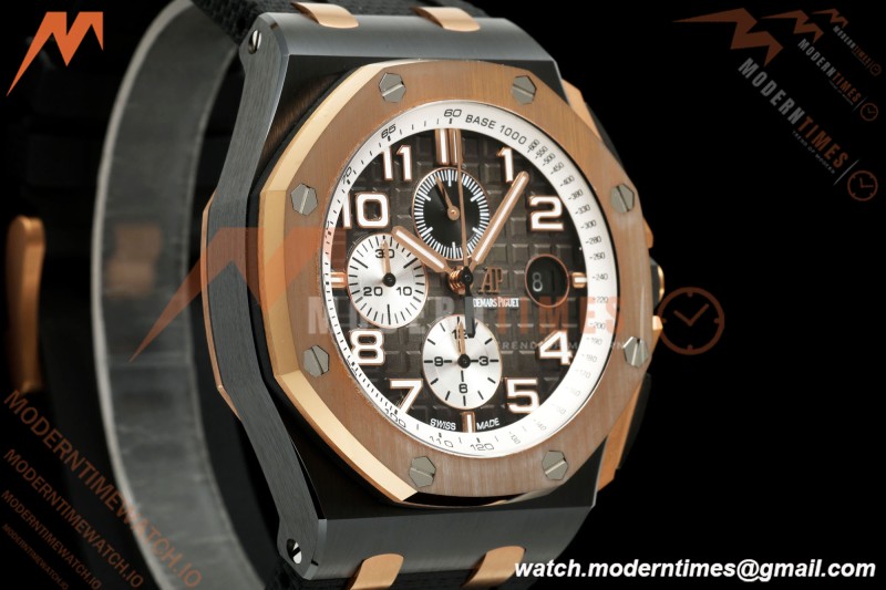Audemars Piguet - AP ROO Chronograph 26405NR 44mm CER/RG/RU Ombre Brown/Wht JF A3126