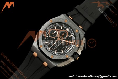 Audemars Piguet - AP ROO Chronograph 26405CE 44mm Black CER/RG/RU Blk/Stk JF A3126