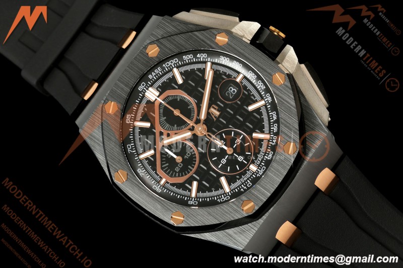 Audemars Piguet - AP ROO Chronograph 26405CE 44mm Black CER/RG/RU Blk/Stk JF A3126
