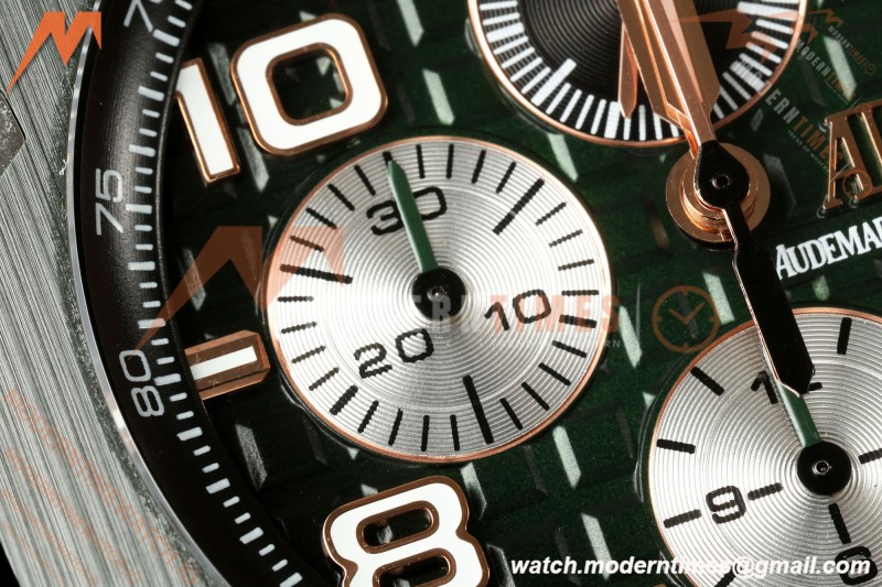 Audemars Piguet - AP ROO Chronograph 26405CE 44mm Green CER/RU Grn/Num JF A3126