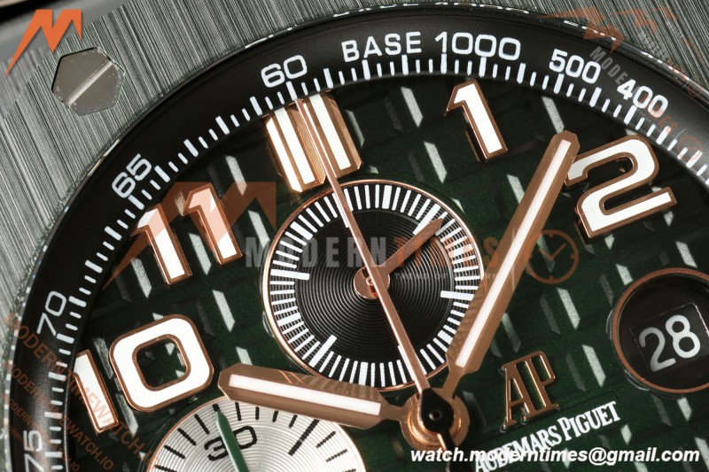 Audemars Piguet - AP ROO Chronograph 26405CE 44mm Green CER/RU Grn/Num JF A3126