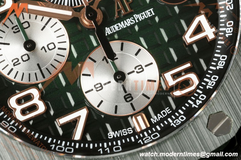 Audemars Piguet - AP ROO Chronograph 26405CE 44mm Green CER/RU Grn/Num JF A3126