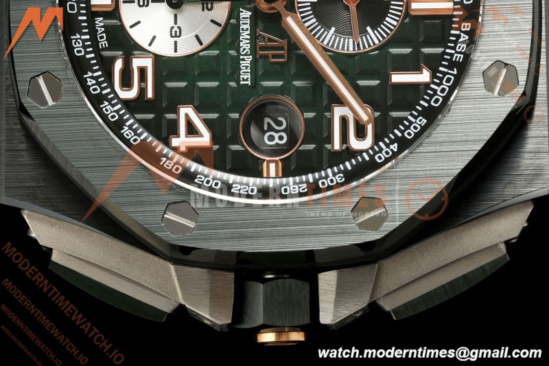 Audemars Piguet - AP ROO Chronograph 26405CE 44mm Green CER/RU Grn/Num JF A3126