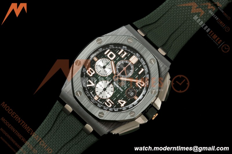 Audemars Piguet - AP ROO Chronograph 26405CE 44mm Green CER/RU Grn/Num JF A3126
