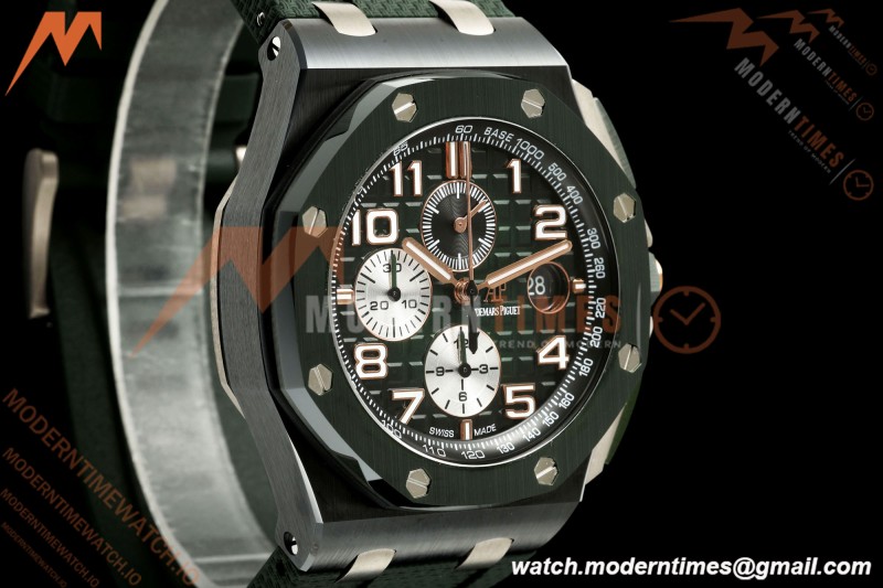 Audemars Piguet - AP ROO Chronograph 26405CE 44mm Green CER/RU Grn/Num JF A3126