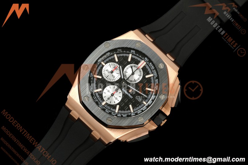 Audemars Piguet - AP ROO Chronograph 26401RO 44mm RG/CER/RU Blk/Wht JF A3126