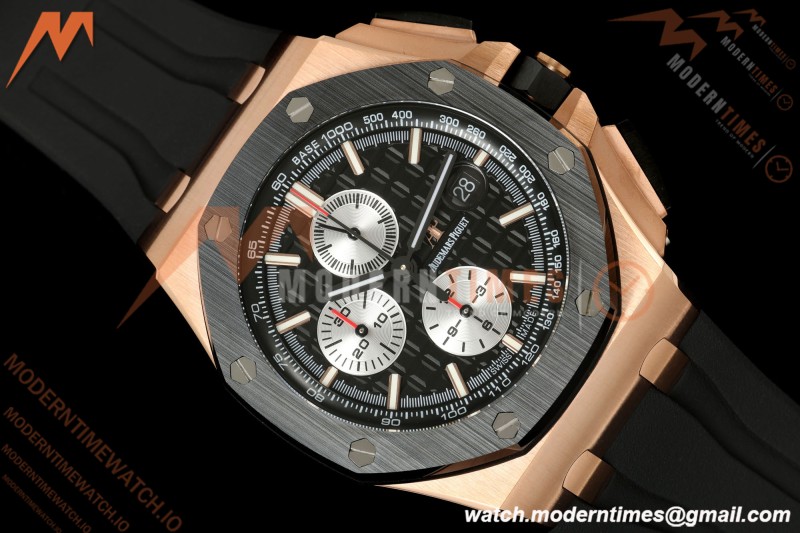 Audemars Piguet - AP ROO Chronograph 26401RO 44mm RG/CER/RU Blk/Wht JF A3126