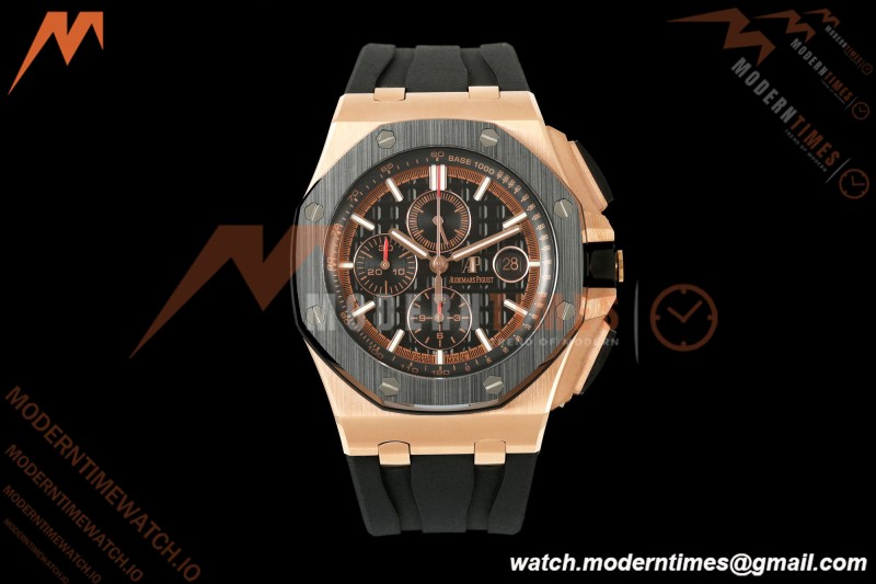 Audemars Piguet - AP ROO Chronograph 26401RO 44mm RG/CER/RU Black JF A3126