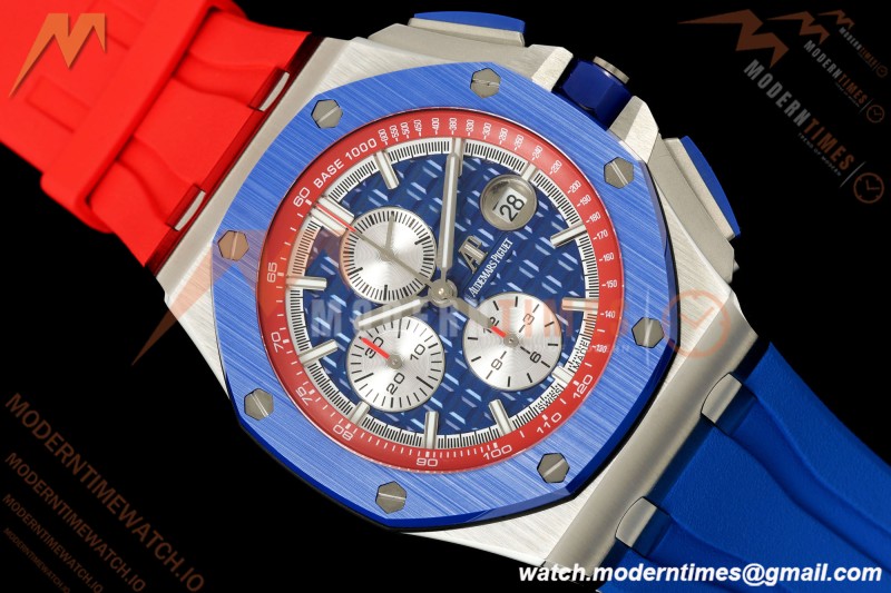 Audemars Piguet - AP ROO Chronograph 26400SO 44mm CER/SS Blue/Red RU Blu/Silver JF A3126