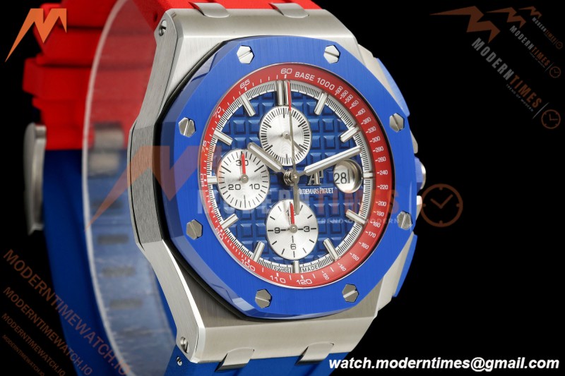 Audemars Piguet - AP ROO Chronograph 26400SO 44mm CER/SS Blue/Red RU Blu/Silver JF A3126