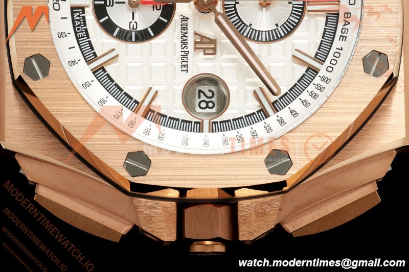 Audemars Piguet - AP ROO Chronograph 26408OR 44mm RG/RU White Dial JF A3126