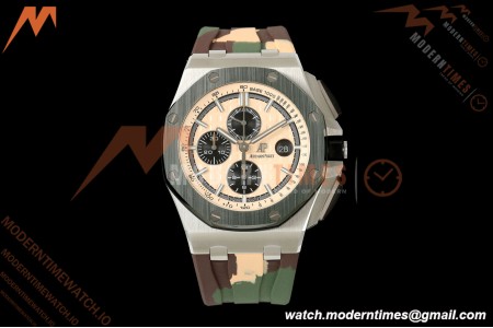 Audemars Piguet - AP ROO Chronograph 26400SO 44mm Green CER/SS Camouflage RU Beige/Blk Dial JF A3126