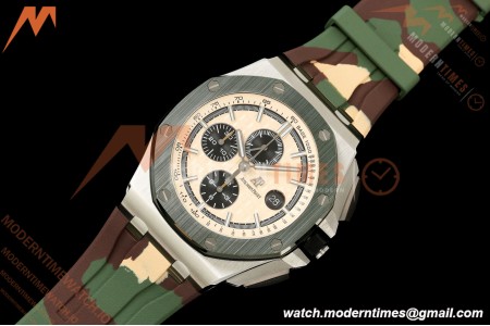 Audemars Piguet - AP ROO Chronograph 26400SO 44mm Green CER/SS Camouflage RU Beige/Blk Dial JF A3126