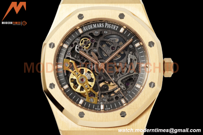 Audemars Piguet - Royal Oak 15407BA 41mm Open Worked YG/YG Skeleton ZF A3132
