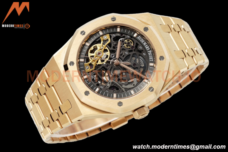 Audemars Piguet - Royal Oak 15407BA 41mm Open Worked YG/YG Skeleton ZF A3132