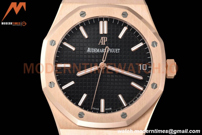 Audemars Piguet - Royal Oak 15500 41mm RG/RG Blk/Stk APSF V3 A4302 Mod