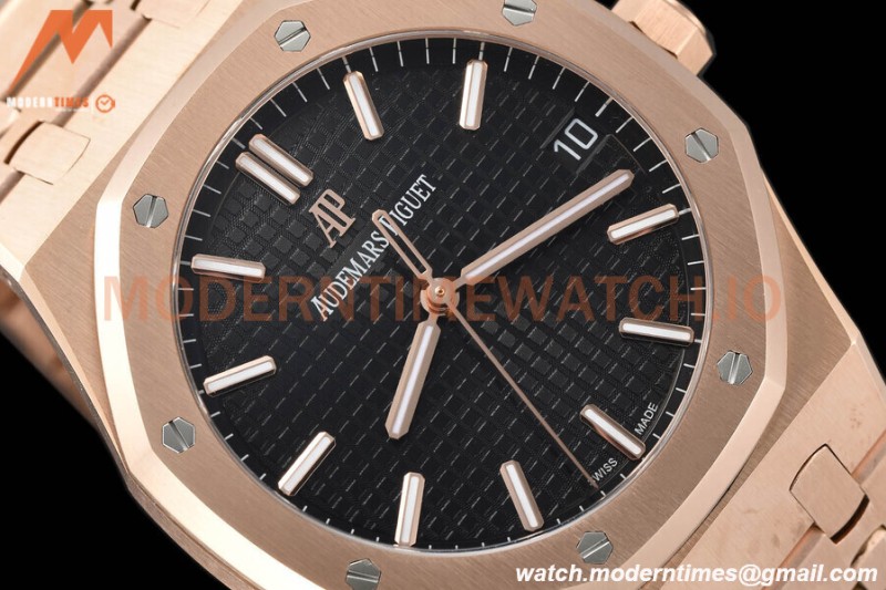 Audemars Piguet - Royal Oak 15500 41mm RG/RG Blk/Stk APSF V3 A4302 Mod