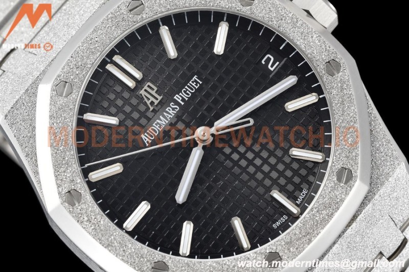 Audemars Piguet - Royal Oak 15500 41mm Frosted SS/SS Blk/Stk APSF V3 A4302 Mod