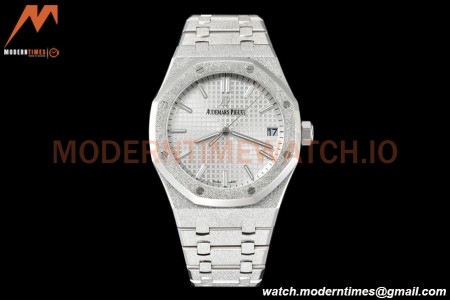 Audemars Piguet - Royal Oak 15500 41mm Frosted SS/SS Wht/Stk APSF V3 A4302 Mod