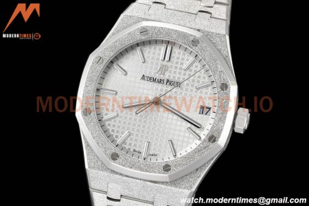 Audemars Piguet - Royal Oak 15500 41mm Frosted SS/SS Wht/Stk APSF V3 A4302 Mod