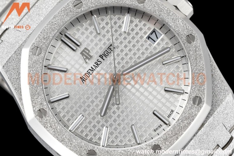 Audemars Piguet - Royal Oak 15500 41mm Frosted SS/SS Wht/Stk APSF V3 A4302 Mod