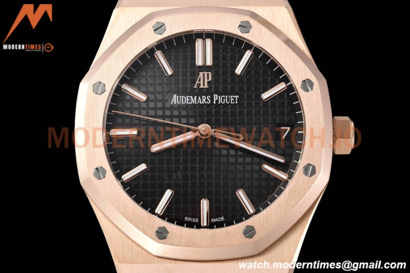 Audemars Piguet - Royal Oak 15500 41mm RG/LE Blk/Stk APSF V3 A4302 Mod