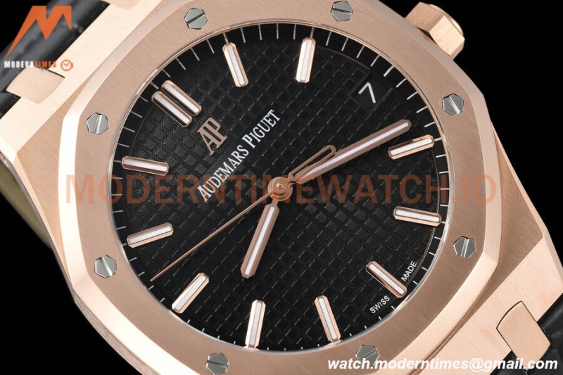 Audemars Piguet - Royal Oak 15500 41mm RG/LE Blk/Stk APSF V3 A4302 Mod