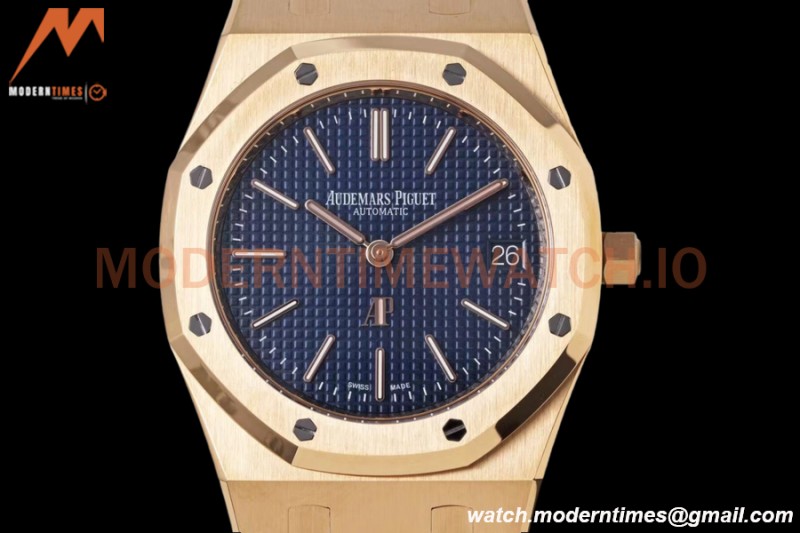 Audemars Piguet - Royal Oak 15202OR 39mm Jumbo Extra Thin RG/RG Blue ZF A2121