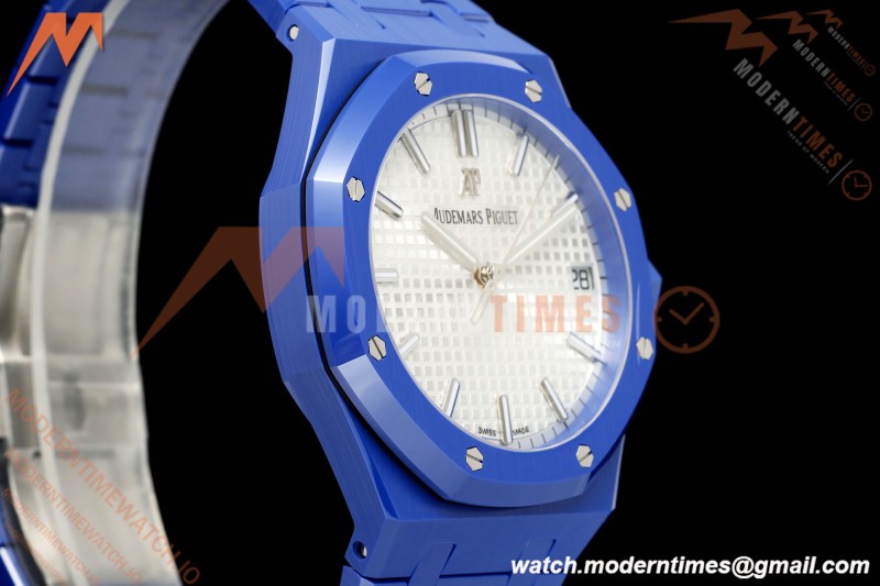 Audemars Piguet - Royal Oak 15500ST 41mm Blue Ceramic White Dial APSF A4302 Mod | 오데마 피게 - 로얄 오크 15500ST 41mm 블루 세라믹 화이트 다이얼 APSF A4302 Mod