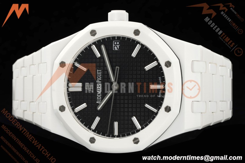 Audemars Piguet - Royal Oak 15500ST 41mm White Ceramic Black Dial APSF A4302 Mod
